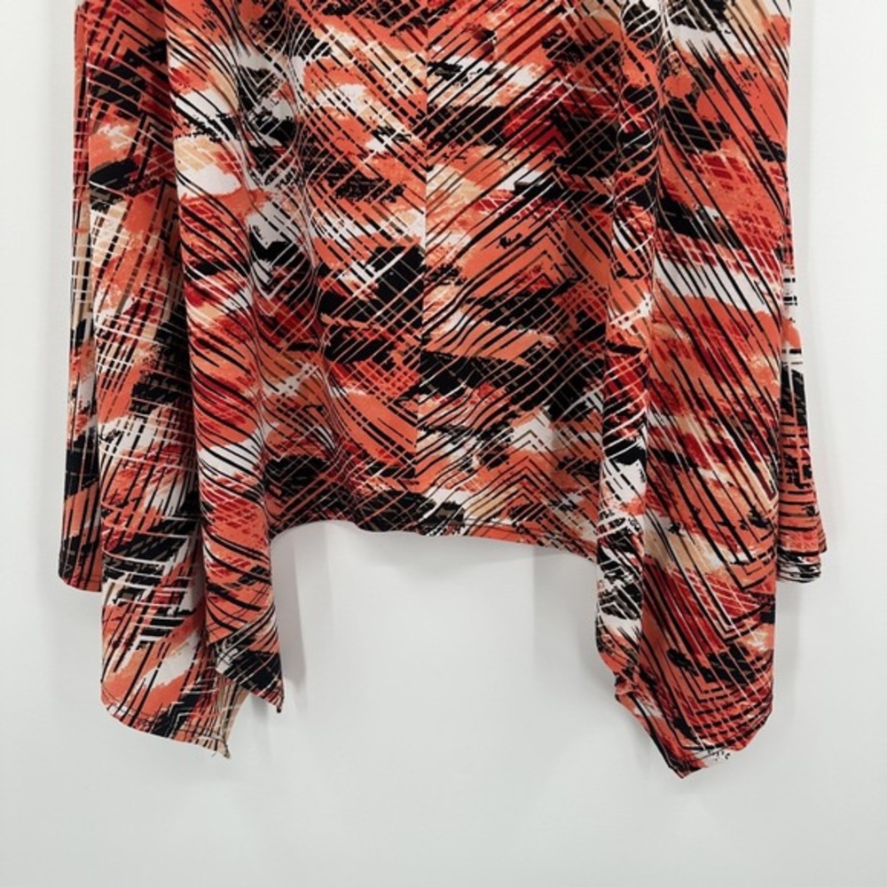 Attitudes by Renee Orange Black White Abstract V-Neck Tunic - Picture 3 of 4